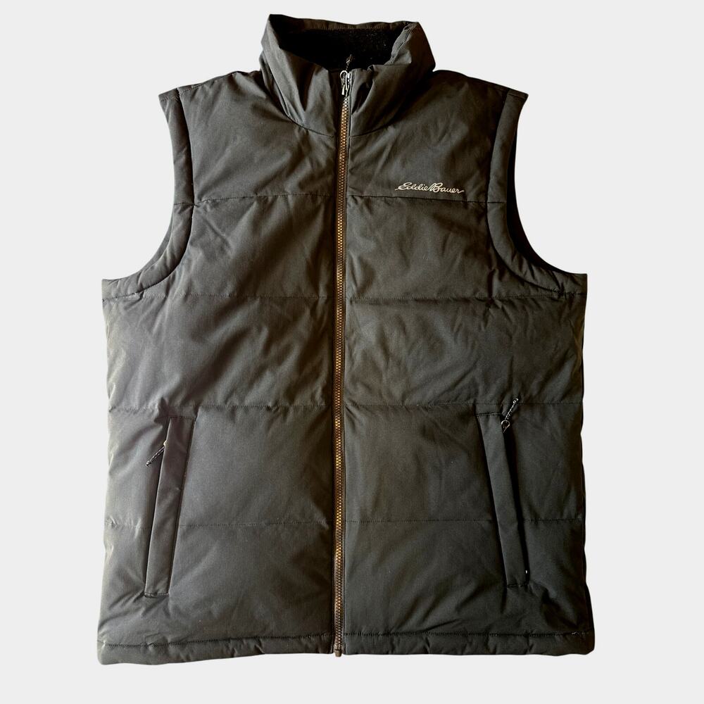 Eddie Bauer Men’s Down Puffer Vest Black 550 Fill Water-Repellent Large